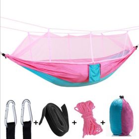 Camping Hammock with Mosquito Net Ultralight Portable Nylon Outdoor Windproof Anti-Mosquito Swing Sleeping Hammock - pink