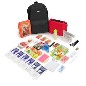 Keep-Me-Safe Children's 72 Hour Survival Kit (Color: Black Backpack| No Masks)