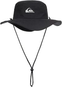 Quiksilver Men's Bushmaster Sun Protection Floppy Visor Bucket Hat (Color: Black, size: small)