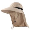 Wide Brim Sun Screen Hat With Neck Flap; Adjustable Waterproof Quick-drying Outdoor Hiking Fishing Cap For Men Women